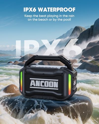 Speakers Bluetooth Wireless: 80W(Peak) Loud Speaker with Bass, 20H Playtime, IPX6 Waterproof, Large Jobsite Speakers for Work, Outdoor, Workshop, Garage, Portable Speaker with TWS (Black) - Image 3