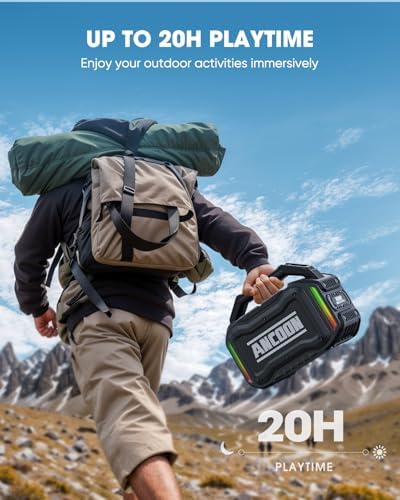 Speakers Bluetooth Wireless: 80W(Peak) Loud Speaker with Bass, 20H Playtime, IPX6 Waterproof, Large Jobsite Speakers for Work, Outdoor, Workshop, Garage, Portable Speaker with TWS (Black) - Image 5