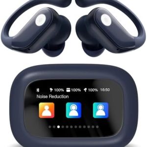 Wireless Earbuds, ANC Noise Cancelling Sport Ear Buds with Multifunctional Touch Screen, Bluetooth 5.4 Headphones, Bass Stereo Sound, 5 EQ Over-Ear Earbuds for Sports/Workout/Gym-Dark Blue